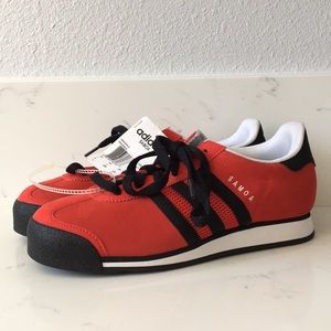 Adidas Samoa Suede Red with B&W stripes Shoes